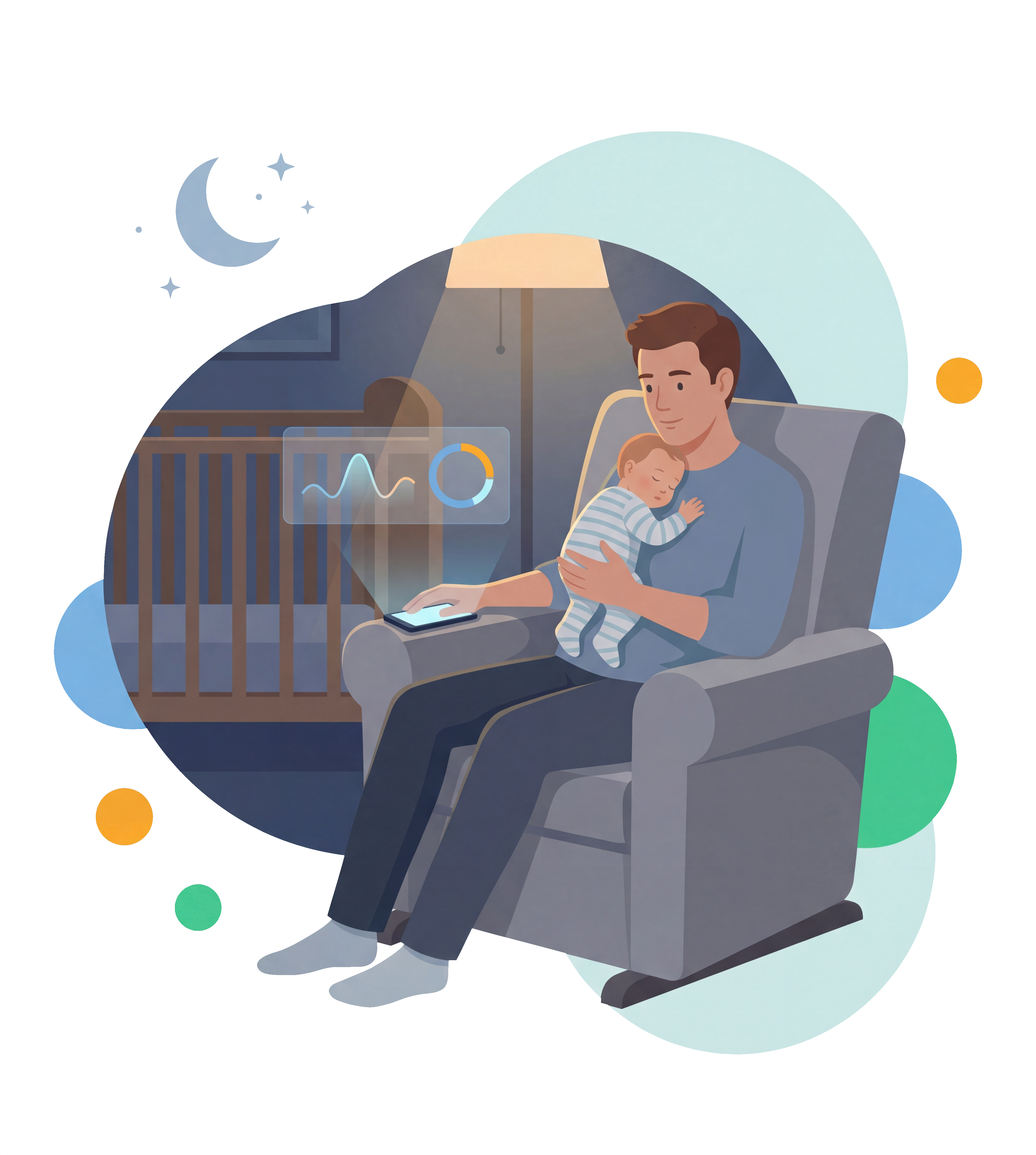 Father with sleeping baby