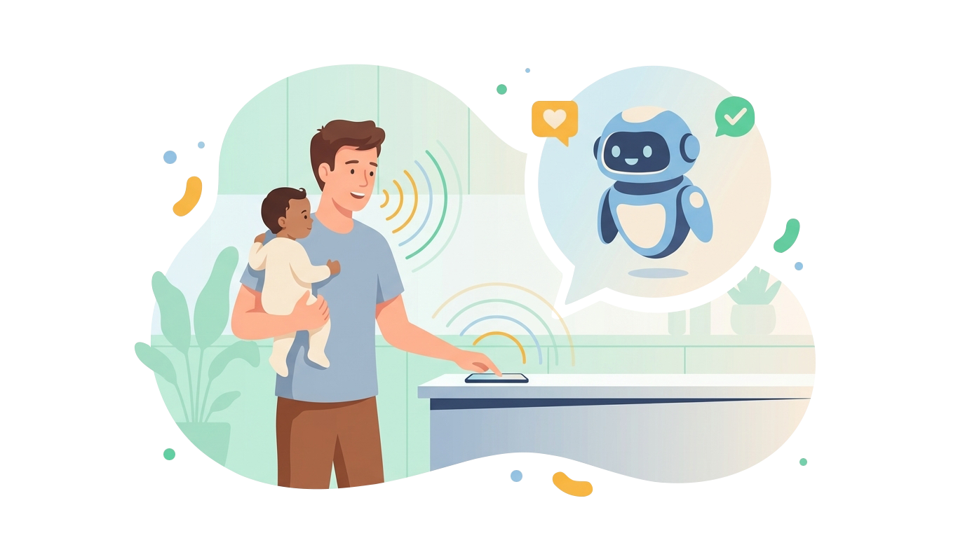 Father using AI assistant
