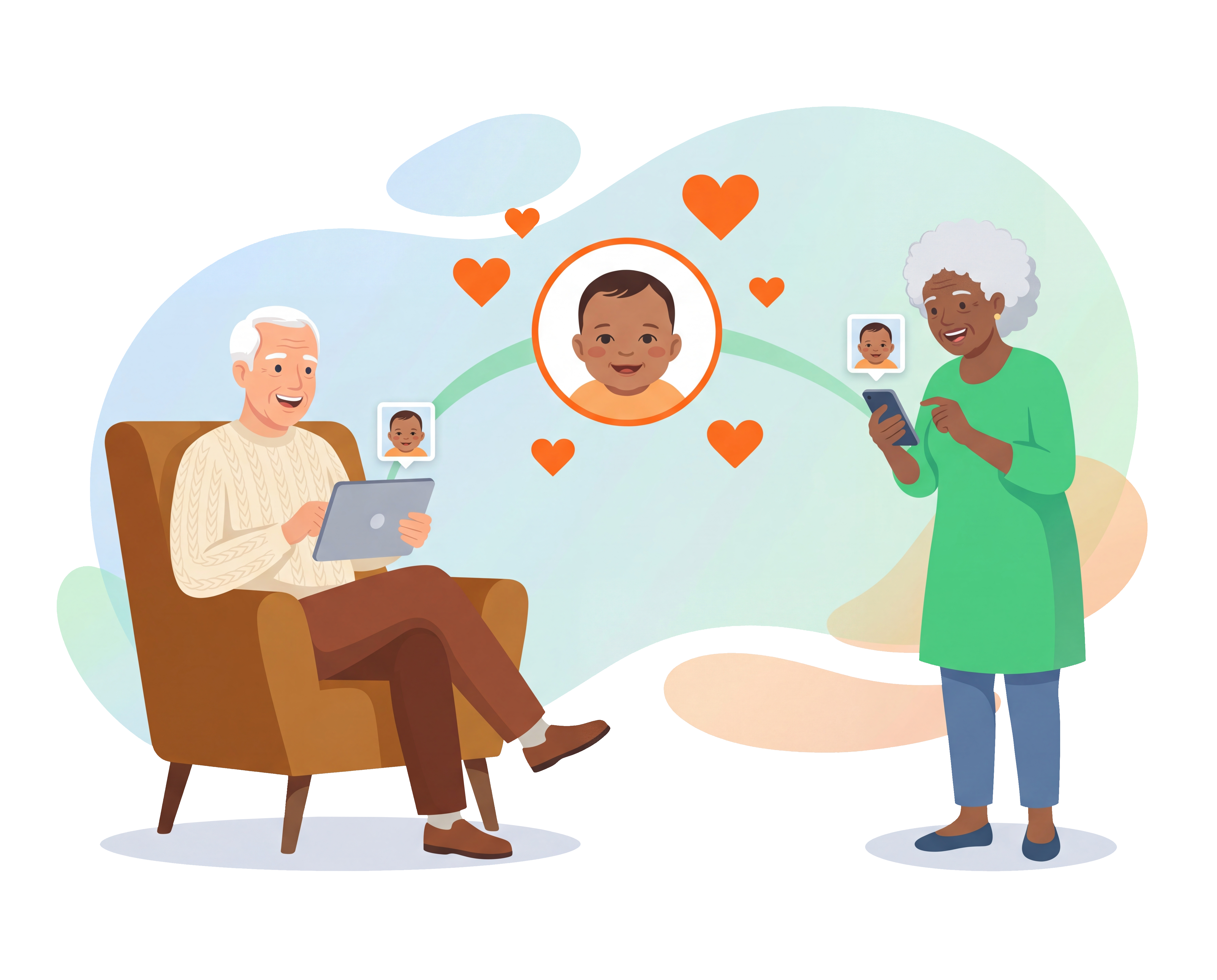 Grandparents receiving baby updates